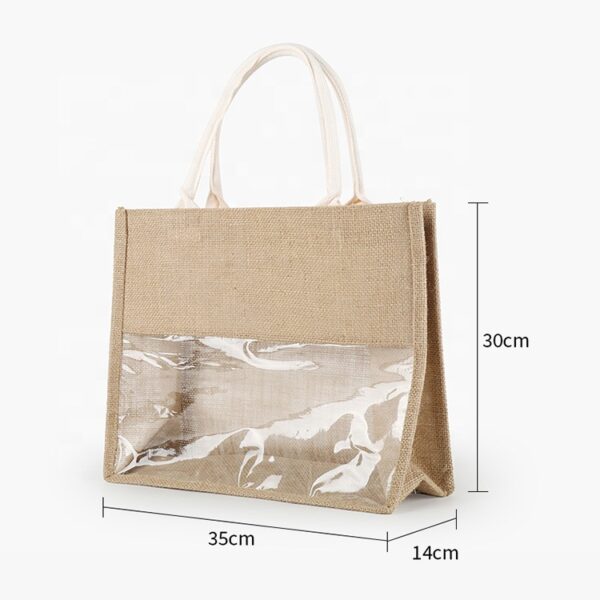 Wholesale BSCI Hot Selling Bulk Custom Logo Handle Jute PVC Reusable Shopping Bags Tote Bag - Image 2