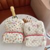 New BSCI Bulk Custom Design Logo Golden Pattern Soft Luxury Women Toiletry Travel Cosmetic Bag Makeup Bag