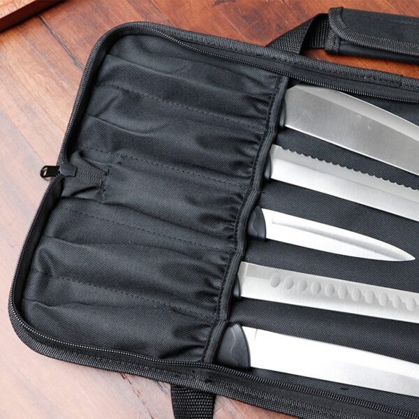 Hot Selling Bulk Custom Logo Black Oxford Cutlery Knife Set Storage Bag Professional Chef Knife Roll Bag - Image 3