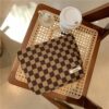 New BSCI Bulk Custom Design Logo Golden Pattern Soft Luxury Women Toiletry Travel Cosmetic Bag Chessboard Print Makeup Bag - Image 2