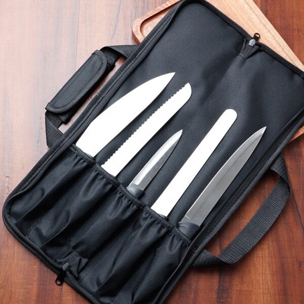 Hot Selling Bulk Custom Logo Black Oxford Cutlery Knife Set Storage Bag Professional Chef Knife Roll Bag