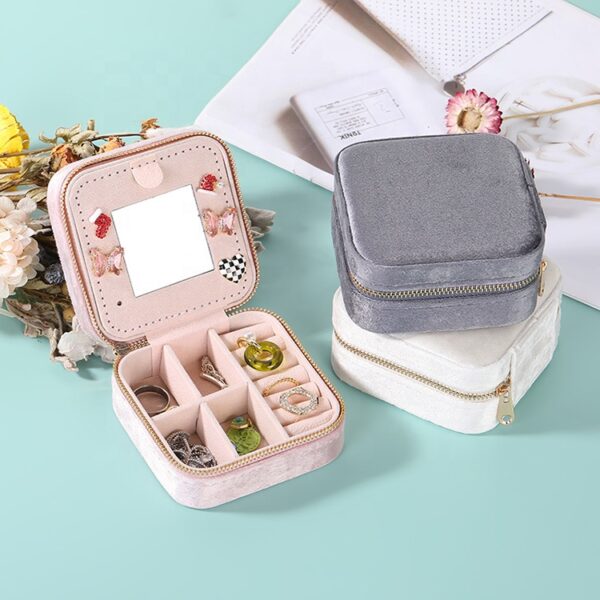 Mini Square Round Heart Shape Custom Ring Earring Necklace Gift Box Small Travel Jewelry Storage Organizer Velvet Jewelry Case