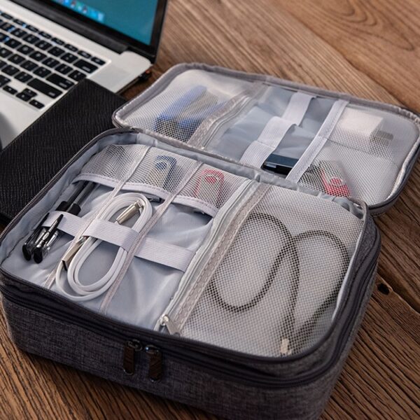 BSCI Bulk Custom Design Logo 3 Layer Chargers Wires Organizer Portable Travel Storage Digital Bag - Image 3