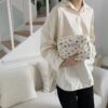 New BSCI Bulk Custom Design Logo Golden Pattern Soft Luxury Women Toiletry Travel Cosmetic Bag Makeup Bag - Image 3