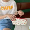 New BSCI Bulk Custom Design Logo Golden Pattern Soft Luxury Women Toiletry Travel Cosmetic Bag Makeup Bag - Image 4