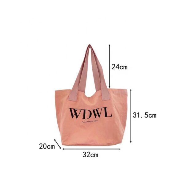 Wholesale BSCI Custom Logo Reusable Women's Handle Tote Bag Shopping Bags Pink Cotton Canvas Bag - Image 2