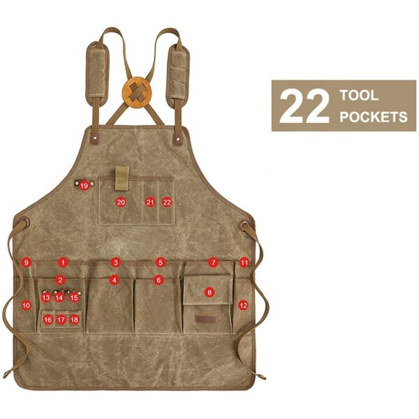 Custom Logo Waterproof Denim Men Heavy Duty Garden Work Saloon Cooking Tool Barista Hairdresser Wax Canvas Cotton Apron - Image 2