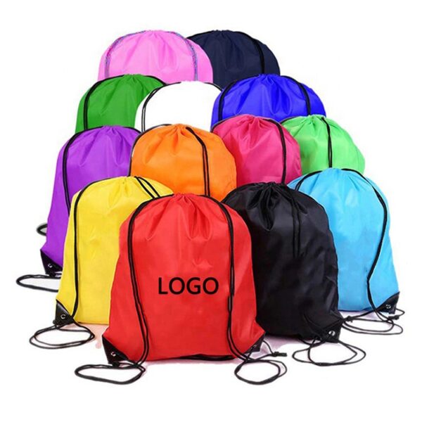 Wholesale BSCI Reusable Storage Bags Promotional Polyester Drawstring Bag Custom Logo