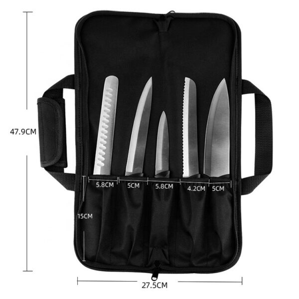 Hot Selling Bulk Custom Logo Black Oxford Cutlery Knife Set Storage Bag Professional Chef Knife Roll Bag - Image 5