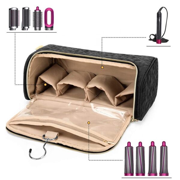 BSCI Bulk Custom Design Logo PU Luxury Women Toiletry Travel Cosmetic Hair Dryer Storage Bag - Image 5