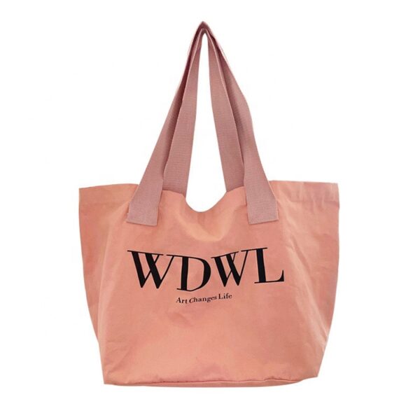 Wholesale BSCI Custom Logo Reusable Women's Handle Tote Bag Shopping Bags Pink Cotton Canvas Bag