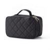 Bulk Custom Design Logo Double Layers Soft Luxury Women Toiletry Travel Brush Cosmetic Bag Makeup Bag With Mirror - Image 2