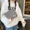 New BSCI Bulk Custom Design Logo Golden Pattern Soft Luxury Women Toiletry Travel Cosmetic Bag Chessboard Print Makeup Bag - Image 5