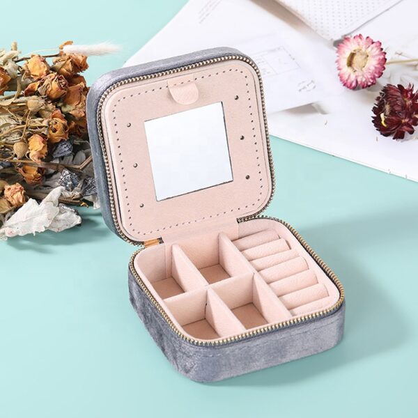 Mini Square Round Heart Shape Custom Ring Earring Necklace Gift Box Small Travel Jewelry Storage Organizer Velvet Jewelry Case - Image 5