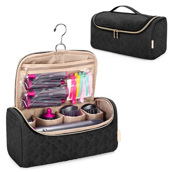 BSCI Bulk Custom Design Logo PU Luxury Women Toiletry Travel Cosmetic Hair Dryer Storage Bag