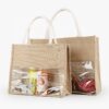 Wholesale BSCI Hot Selling Bulk Custom Logo Handle Jute PVC Reusable Shopping Bags Tote Bag