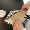 New BSCI Bulk Custom Design Logo Golden Pattern Soft Luxury Women Toiletry Travel Cosmetic Bag Chessboard Print Makeup Bag - Image 4