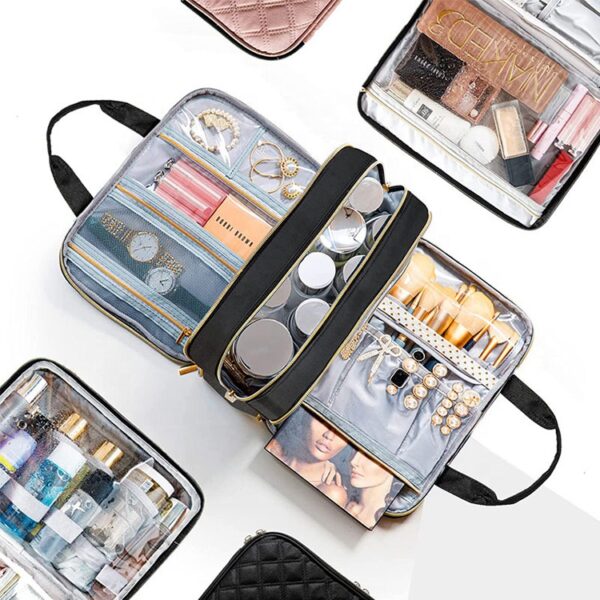 Wholesale BSCI Customized Logo Luxury Waterproof Travel Makeup Bag Cosmetic Bag - Image 5