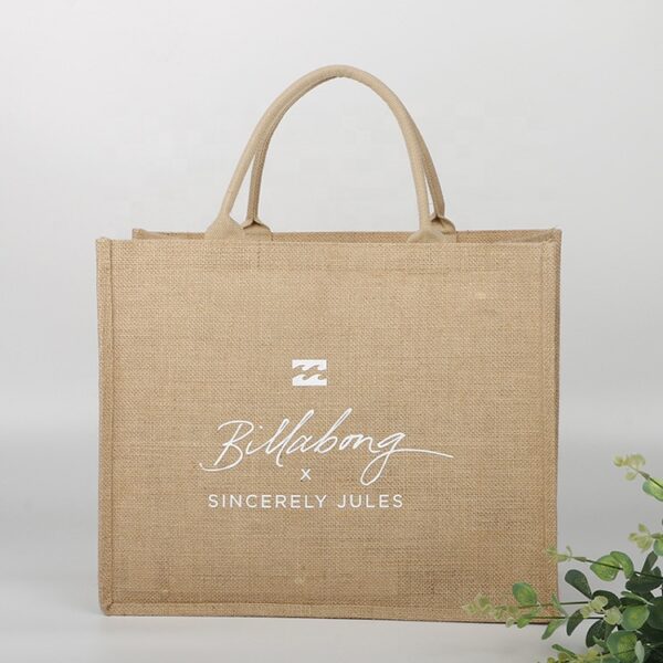 Wholesale BSCI Hot Selling Bulk Custom Logo Handle Bag Reusable Jute Shopping Bags